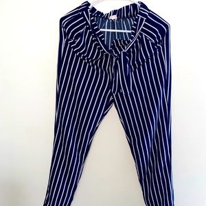 Agaci pants, blue and white striped, size M